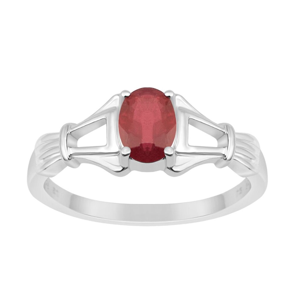 7X5MM Oval Shape Ruby 925 Sterling Silver Solitaire Split Shank Women Ring